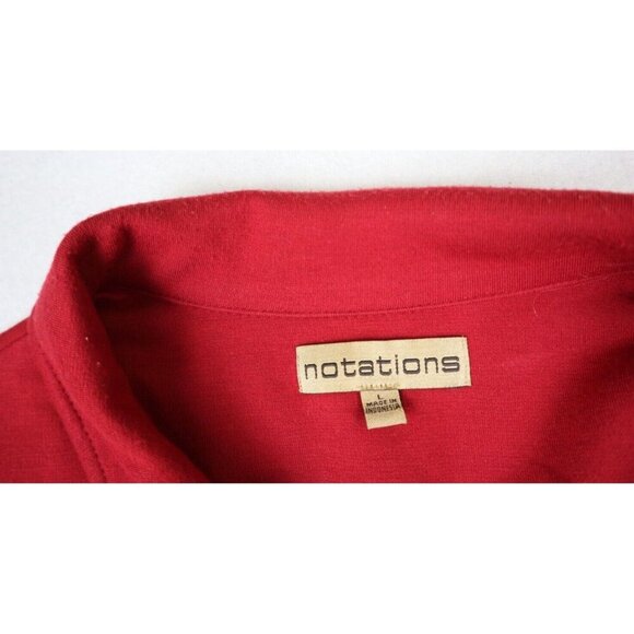 NOTATIONS - WOMEN'S RED STRETCH KNIT DOUBLE-BREASTED 3/4 SLEEVE JACKET - SIZE L - Picture 5 of 9